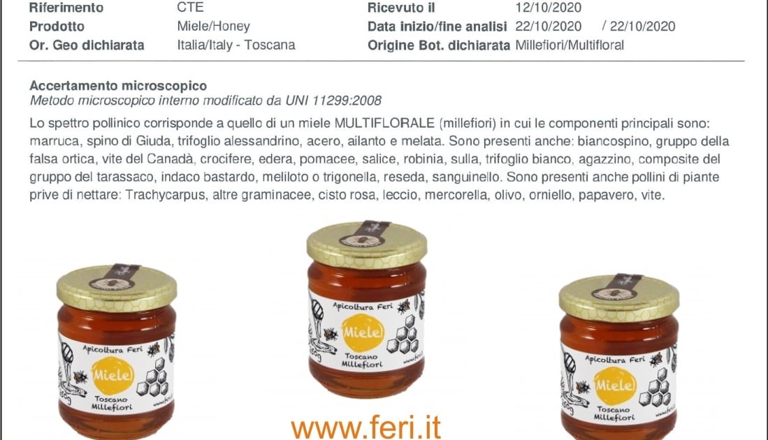 Analisi miele millefiori toscano Analisi miele millefiori toscano